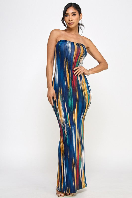 Multi colored tube maxi dress