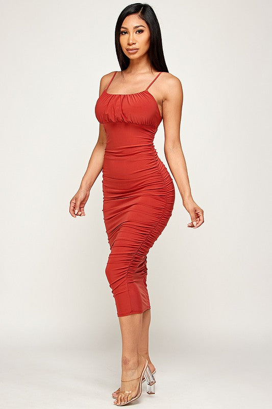 Cami Ruched Midi Dress