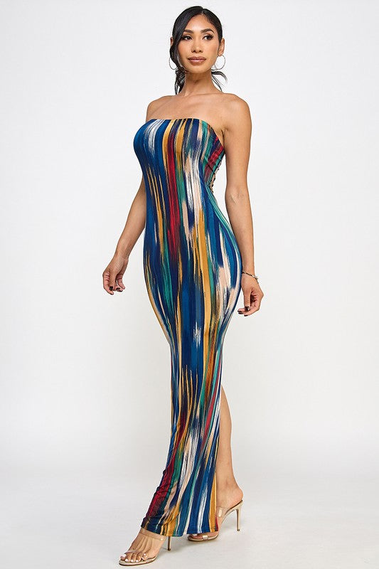 Multi colored tube maxi dress