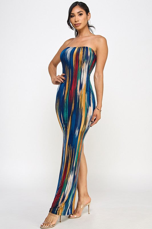 Multi colored tube maxi dress