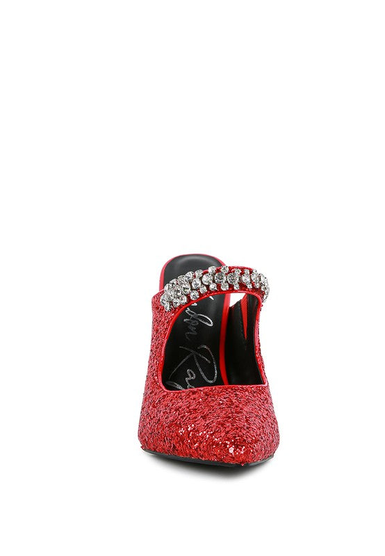 Twinklet Glitter Diamante High Heeled Sandals