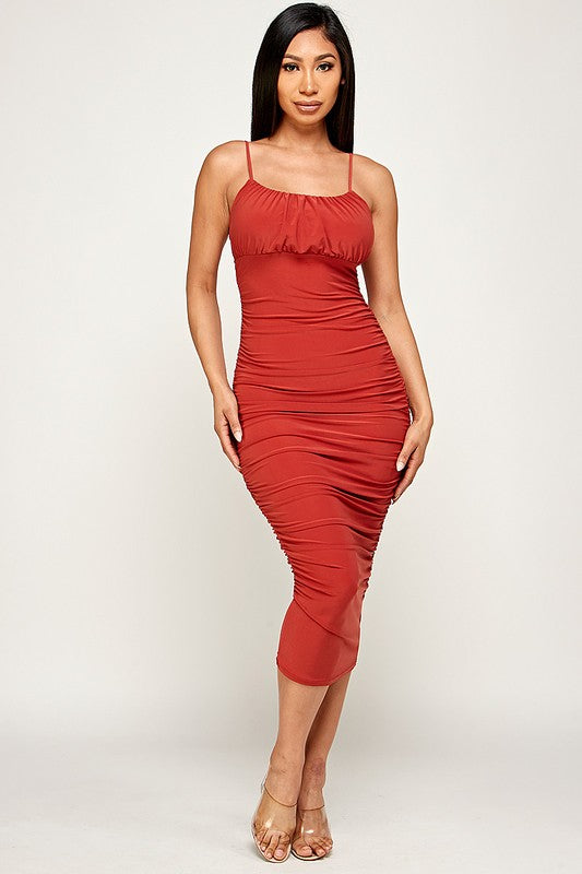 Cami Ruched Midi Dress