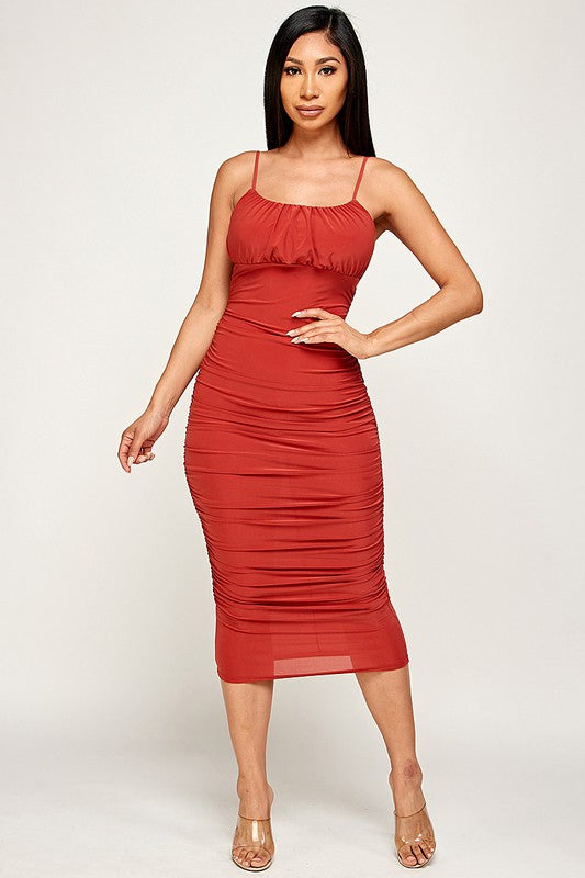 Cami Ruched Midi Dress