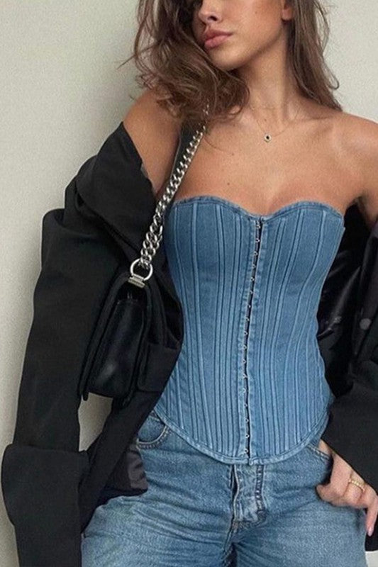 Solid Lace-Up Back Corset