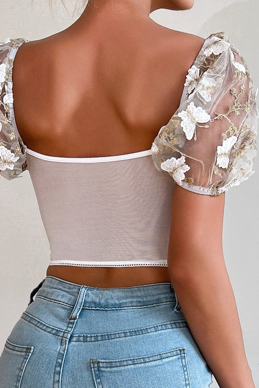 Puff Butterfly Mesh Top