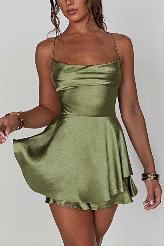 Sleeveless Satin Mini Dress