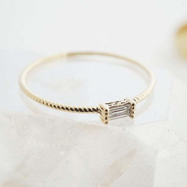 Crystal Baguette Twist Ring